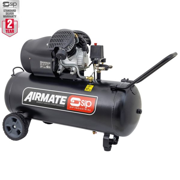 SIP DDVT 3HP 100ltr V-Twin Direct Drive Compressor 06455