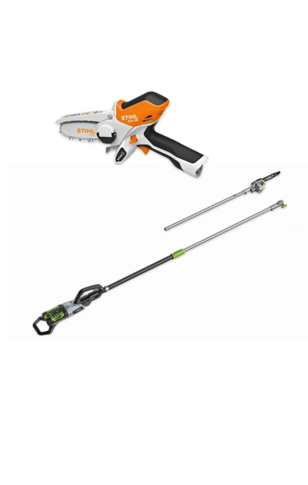 DUO HIRE- STIHL GTA 26 CORDLESS GARDEN PRUNER AND EGO BATTERY LONG REACH PRUNER