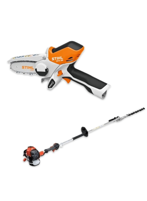 DUO HIRE- STIHL GTA 26 CORDLESS GARDEN PRUNER AND ECHO HCA-2620ES LONG REACH HEDGECUTTER