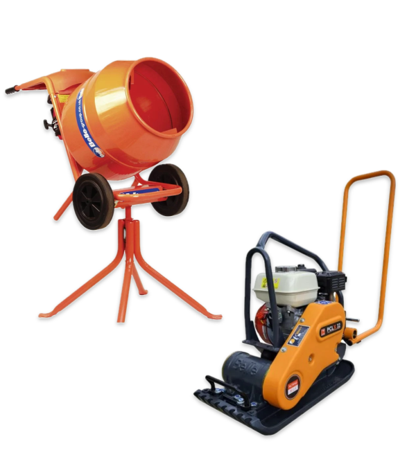 DUO HIRE- CEMENT MIXER AND BELLE PCLX 32 WACKER PLATE