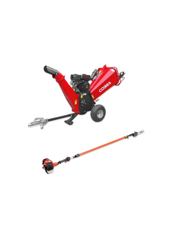 DUO HIRE- COBRA CHIPPER CHIP700L WOOD CHIPPER (TOW HITCH NOT ATTACHED) AND ECHO PPT-2620ES PRUNER